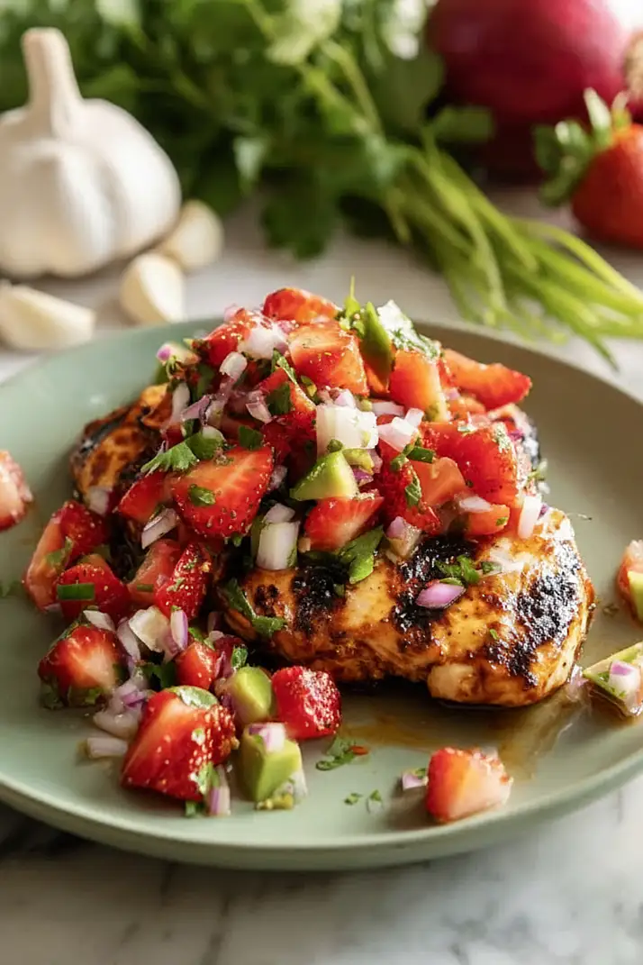 cilantro lime chicken with strawberry salsa