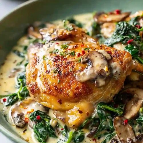 keto chicken with spinach and mushroom