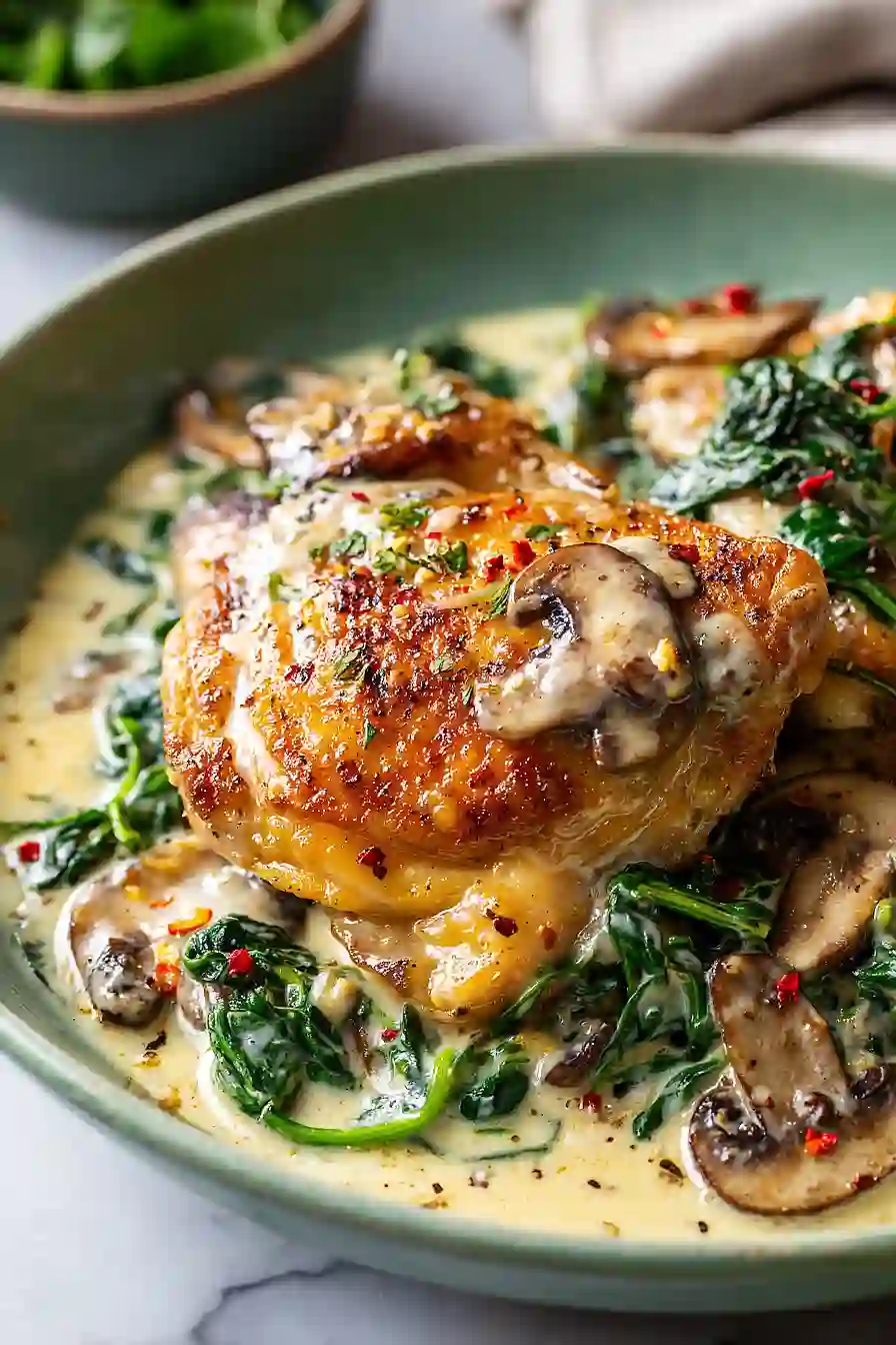 keto chicken with spinach and mushroom