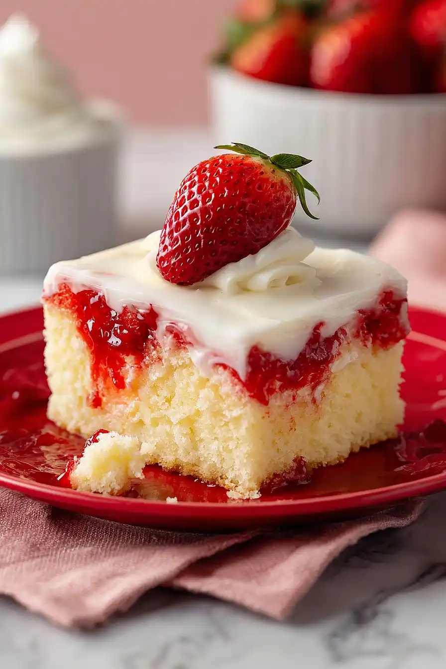 strawberry cheesecake poke cake