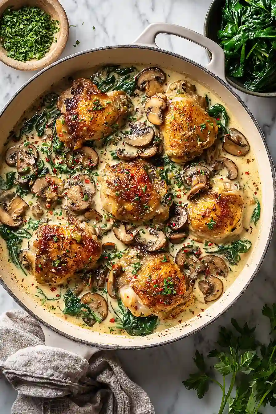 keto chicken with spinach and mushroom