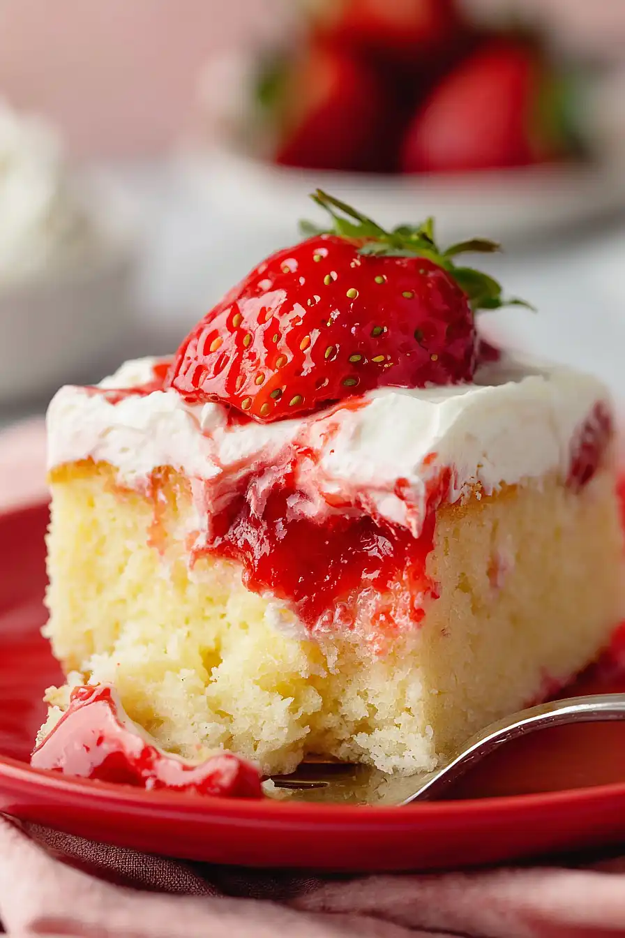 strawberry cheesecake poke cake