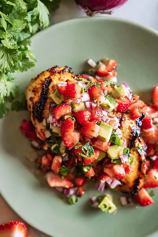 cilantro lime chicken with strawberry salsa