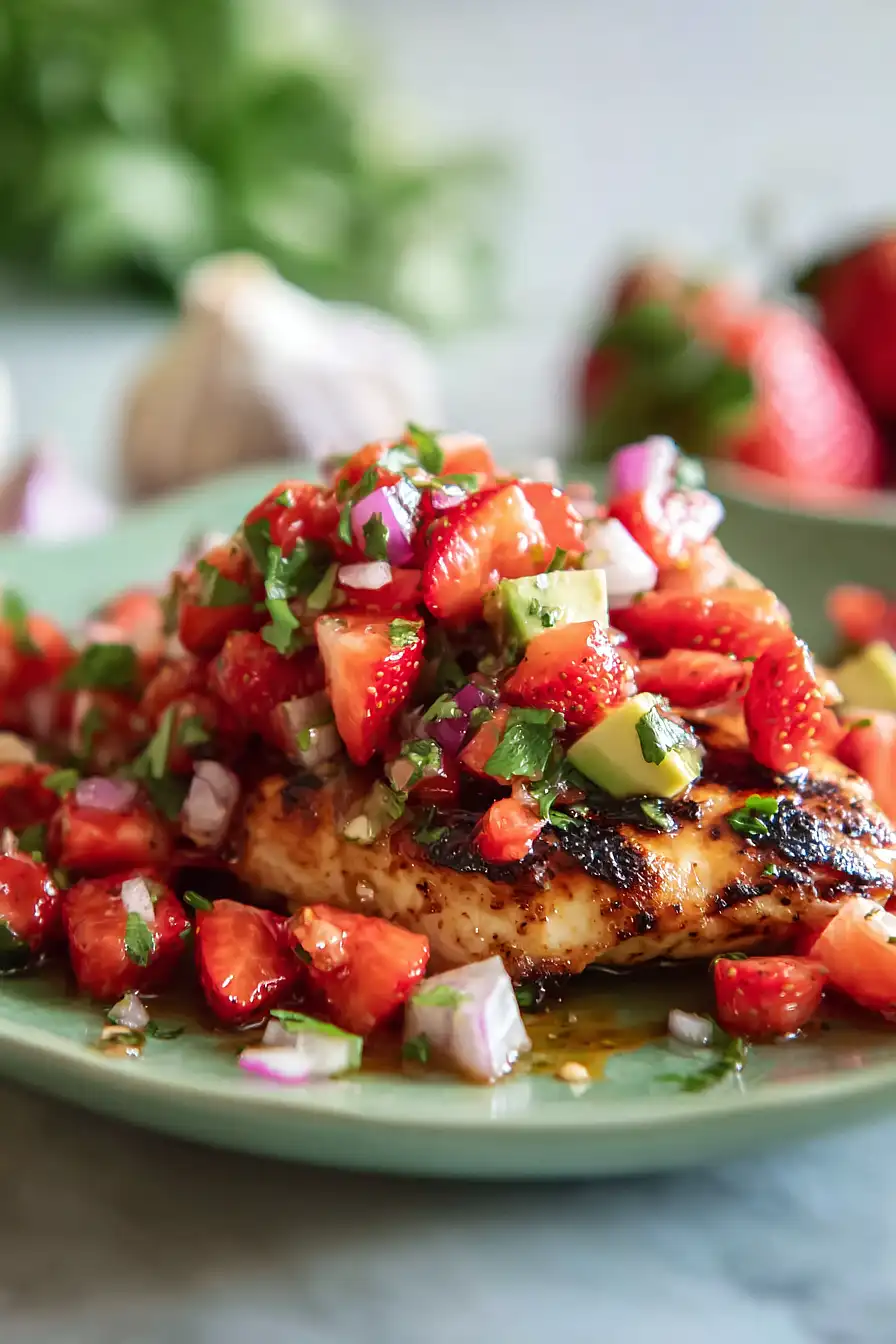 cilantro lime chicken with strawberry salsa