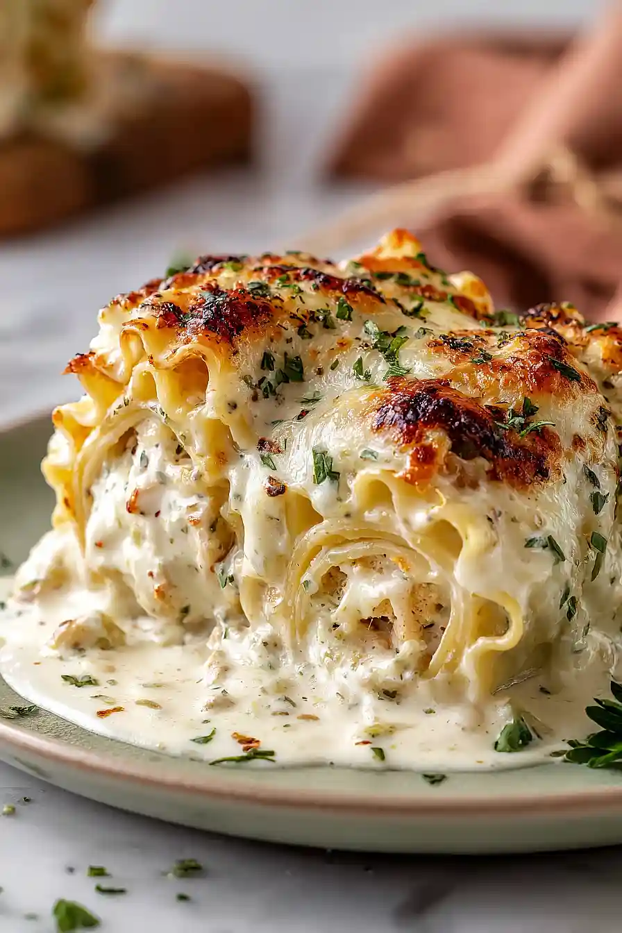 blackened chicken alfredo lasagna roll ups