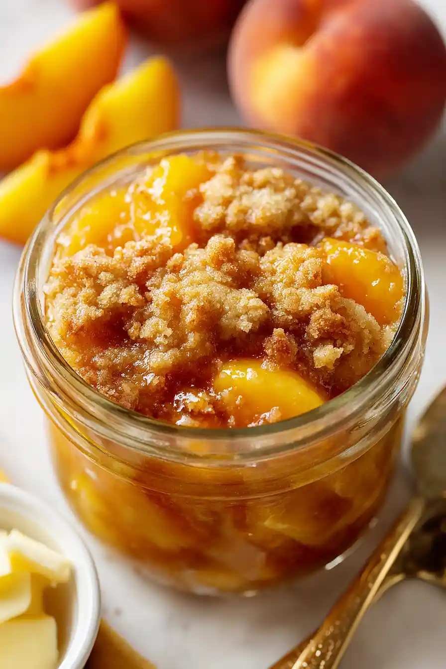 peach cobbler in a jar