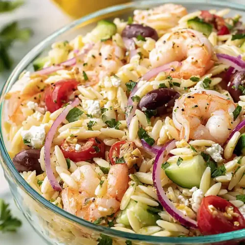 Greek Orzo Pasta Salad With Shrimp