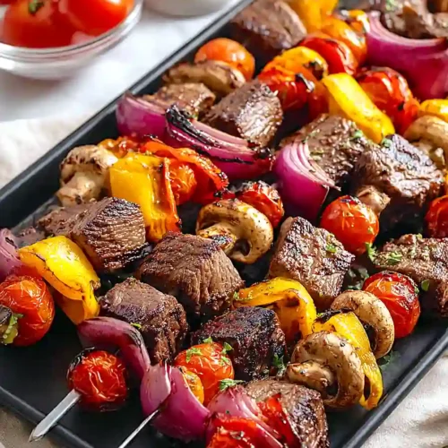 beef and vegetable kabobs