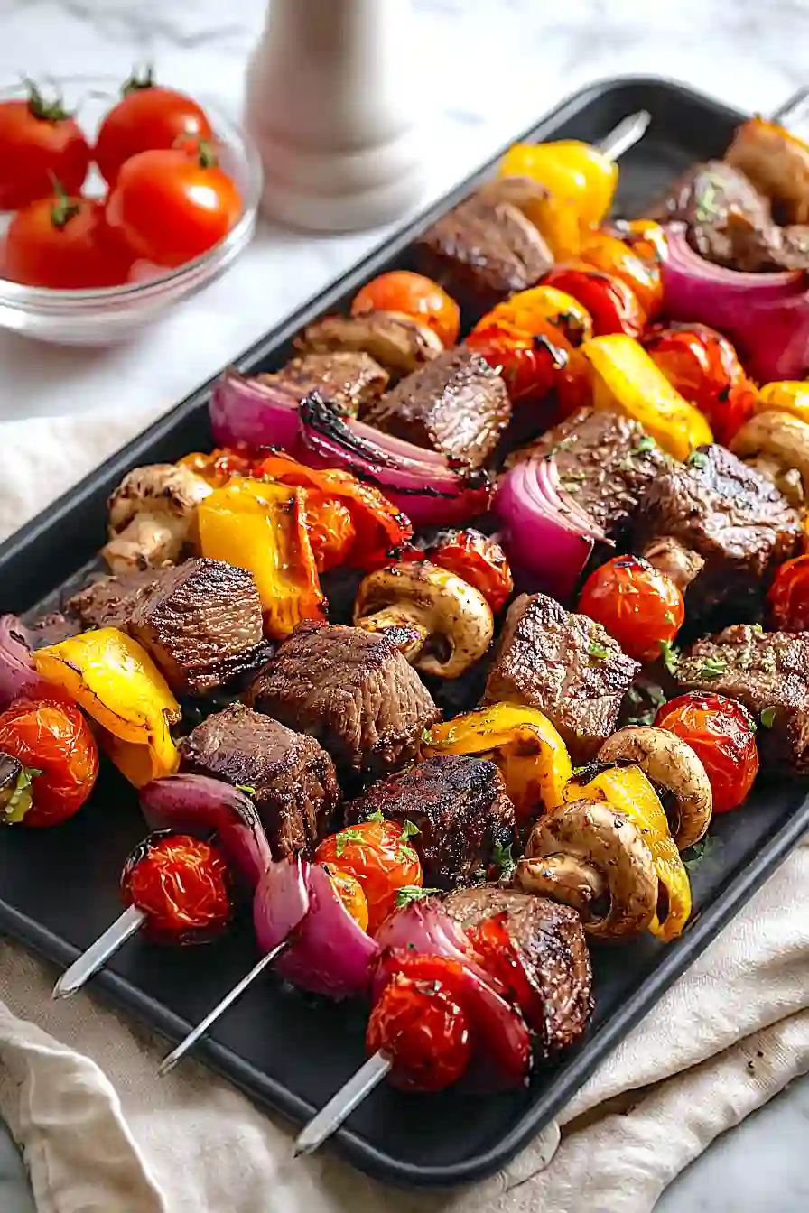 beef and vegetable kabobs