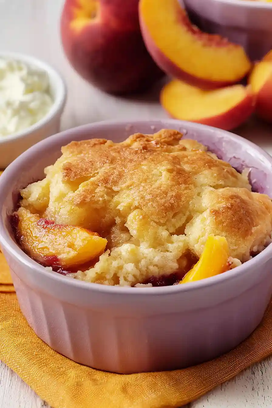 high protein peach cobbler