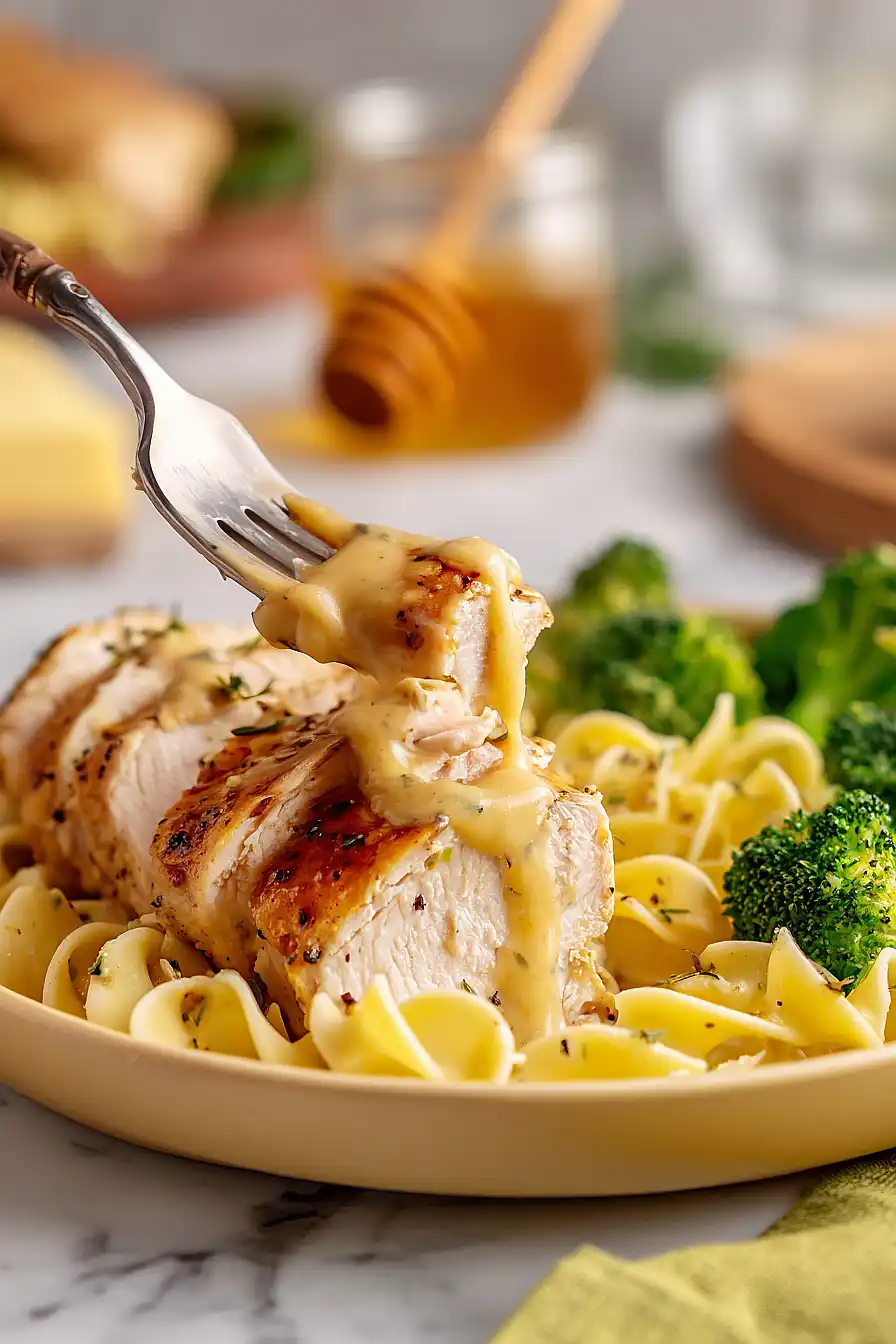 honey mustard chicken with egg noodles