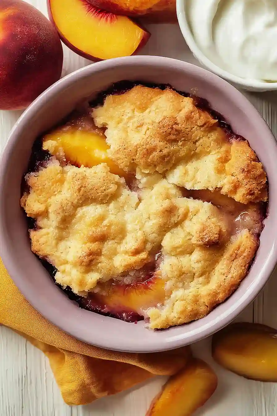 high protein peach cobbler