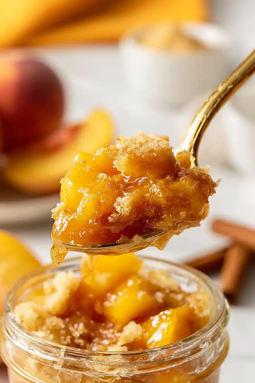 peach cobbler in a jar