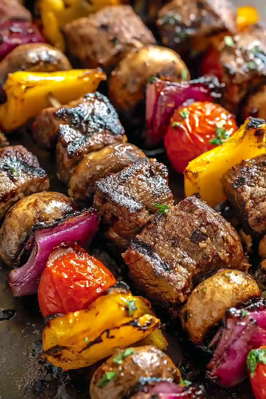beef and vegetable kabobs