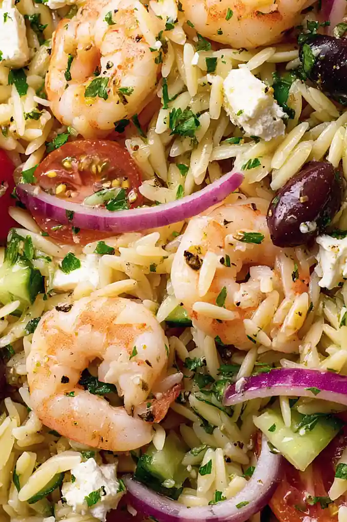 Greek Orzo Pasta Salad With Shrimp